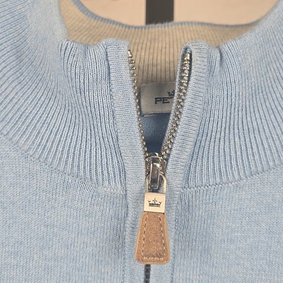 Peter Millar Crown Soft Quarter-Zip Sweater Light Blue Size Large - Picture 5 of 8